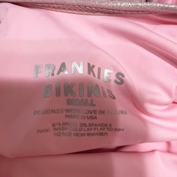NEW Frankies Bikinis Kyle Iridescent One Piece Swimsuit Gilded Angel Pink Small - Picture 2 of 3